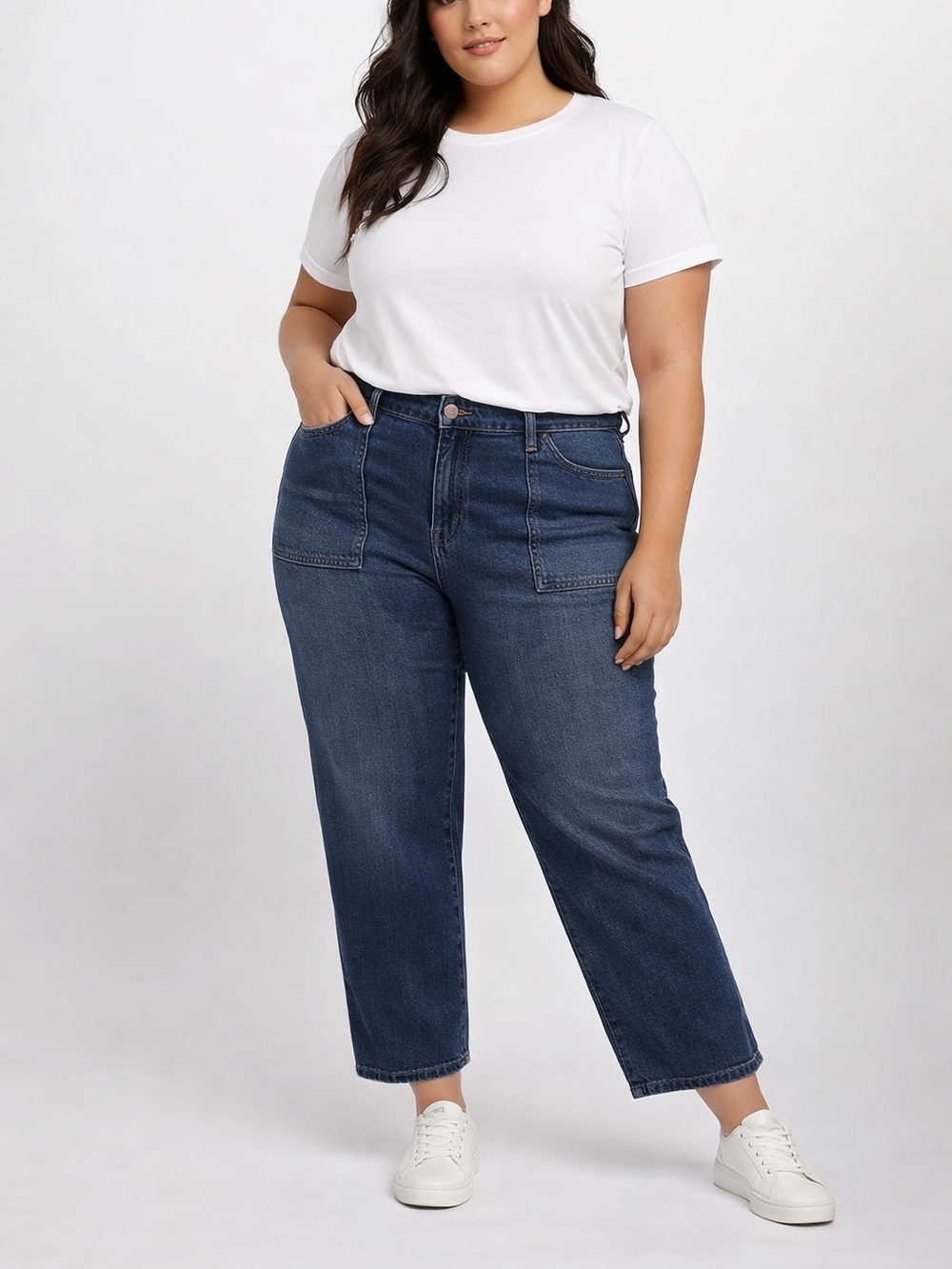 5/$25 Reitmans R Jeans Wide Straight Leg Cropped Jeans Size 36